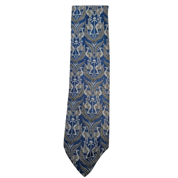 Vintage Superba Dacron Polyester Blue & Gray Peacock Necktie Men's A101 - Picture 2 of 9